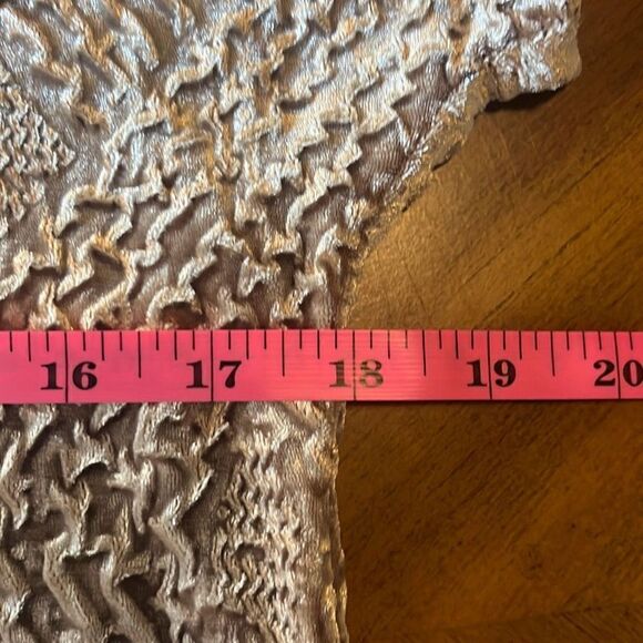 Selene Womens Medium Vintage Gold Textured Scoop Neck Blouse Top Glam Party - Picture 6 of 7